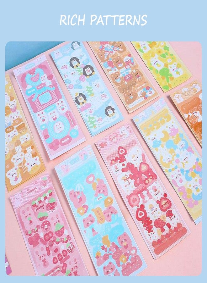 SIBLYMONA 12 Sheets Korean Deco Stickers Set with Photocard Confetti Polco Designs Featuring Cute Animal Rabbit Beer Themes for Scrapbooking Decorative Use (AnimalCarnival) - Image 3